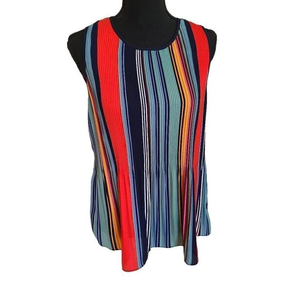 Dalia Womens Multi-Color Striped Sleeveless Lightweight Top Medium - Picture 3 of 11